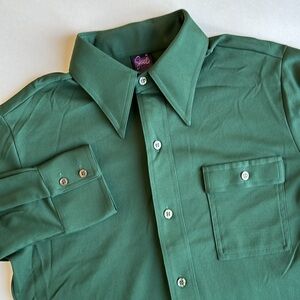 Vintage 70’s Joel California Forest Green Long Sleeve Button Shirt Men’s Medium‎
